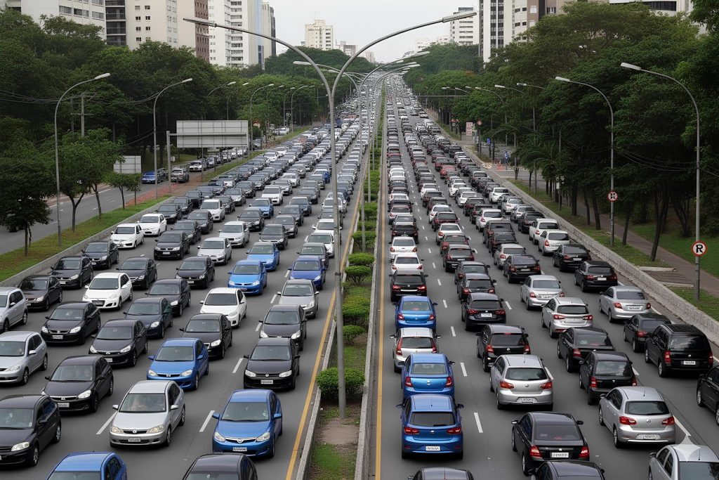 Carros em uma via